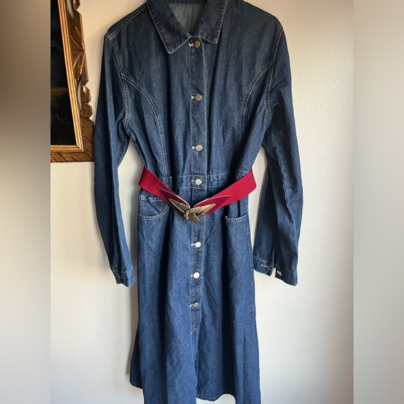 Vintage Denim Button Down Dress - Picture 1 of 6